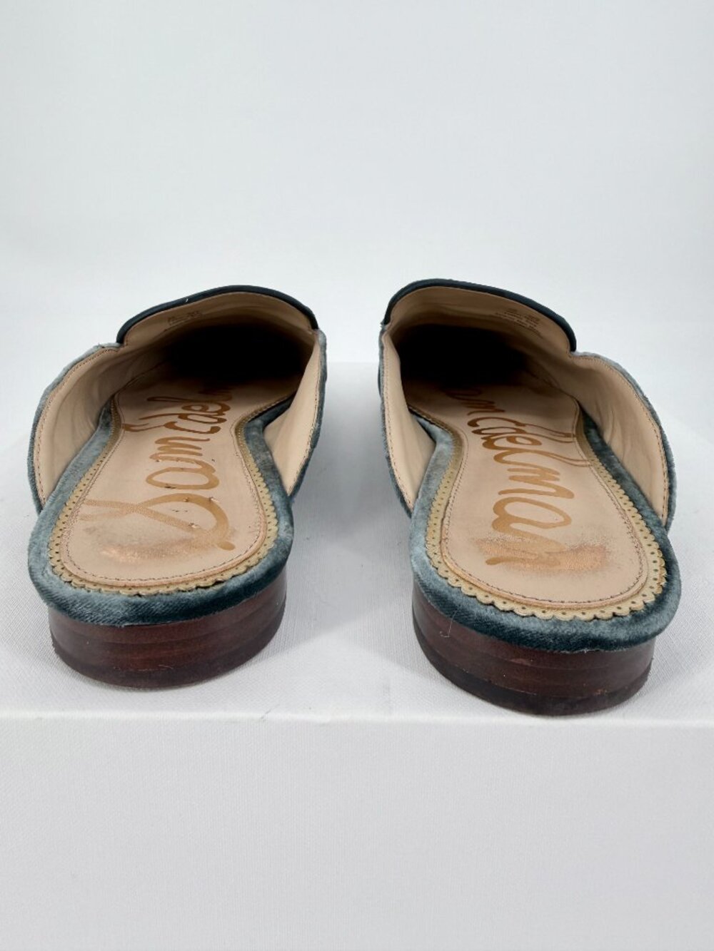 Sam Edelman Linnie Green Velvet Gold Accent Horsebit Mule Loafers 8W - Picture 9 of 15